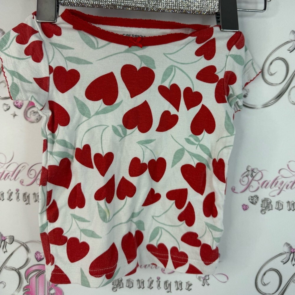 Carter's T-shirt hearts cherry print floral style top White and Red Baby